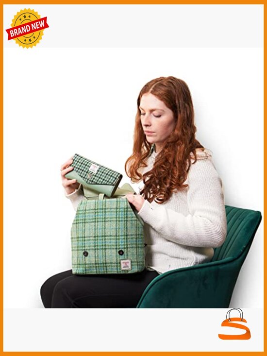 Harris Tweed & Vegan Leather Backpack, Adjustable Straps, Daypack main image 4